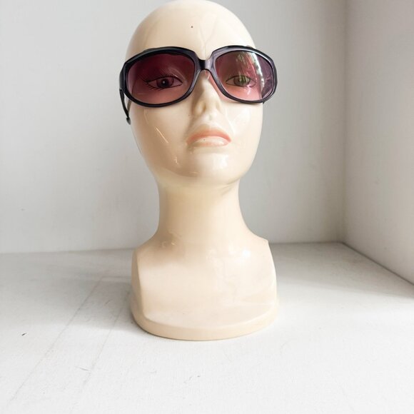 Oliver Peoples " La Donna" Oval Wrap Around Burgundy Purple Sunglasses - Picture 5 of 10
